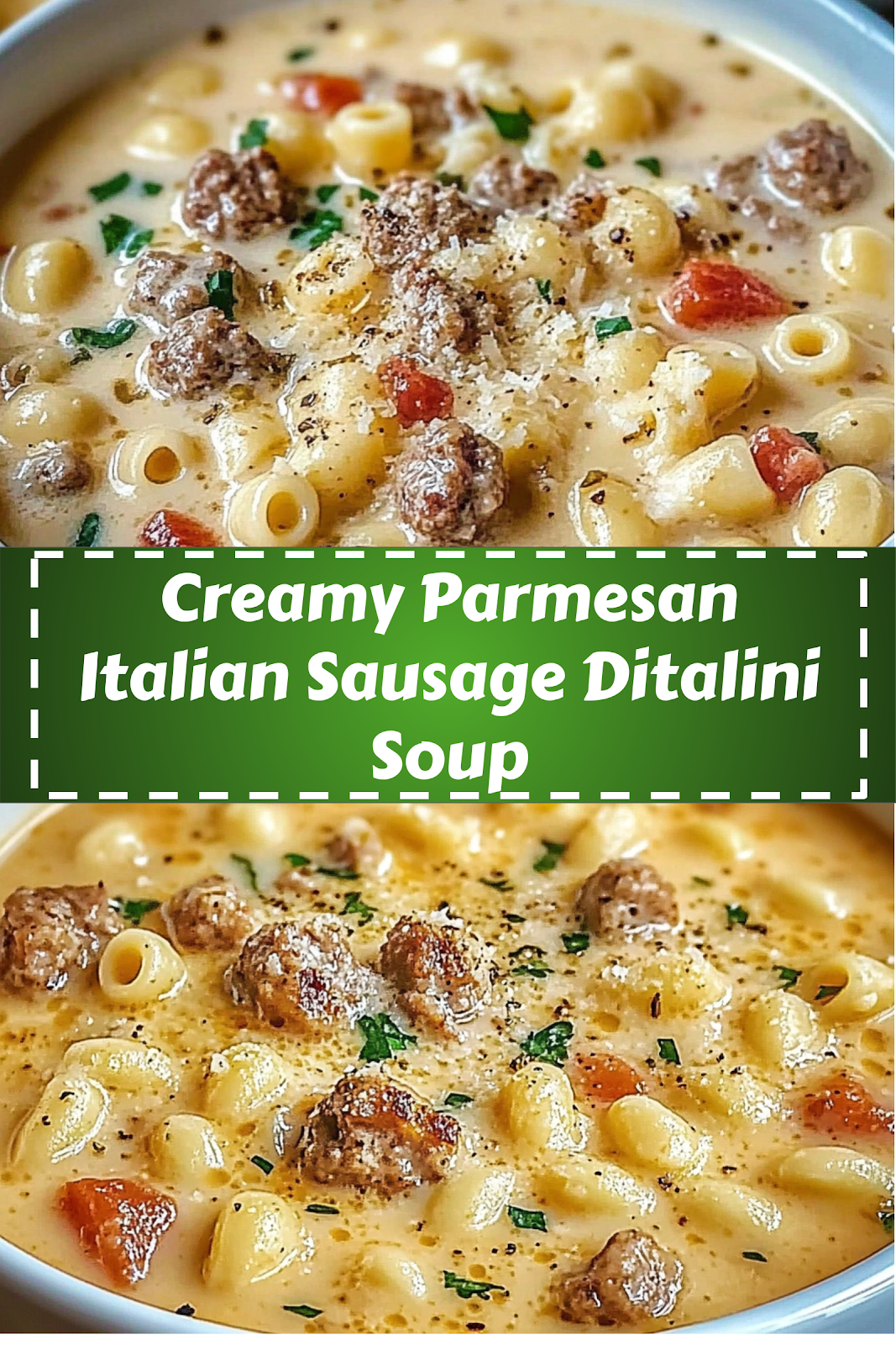 Design 1 Visual for Creamy Parmesan Italian Sausage Ditalini Soup