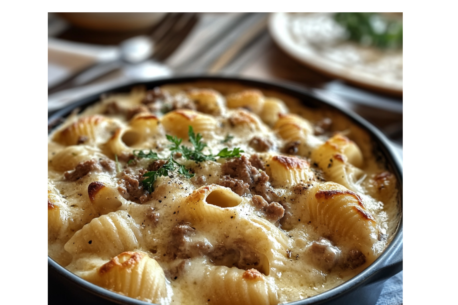 Creamy Beef Shells Casserole