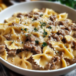 Creamy Garlic Beef Bowtie Pasta Recipe Delight 4 aXCjAQYjCmnU7BN89 WGG OSXfLUSeCxTv dUe05Bew