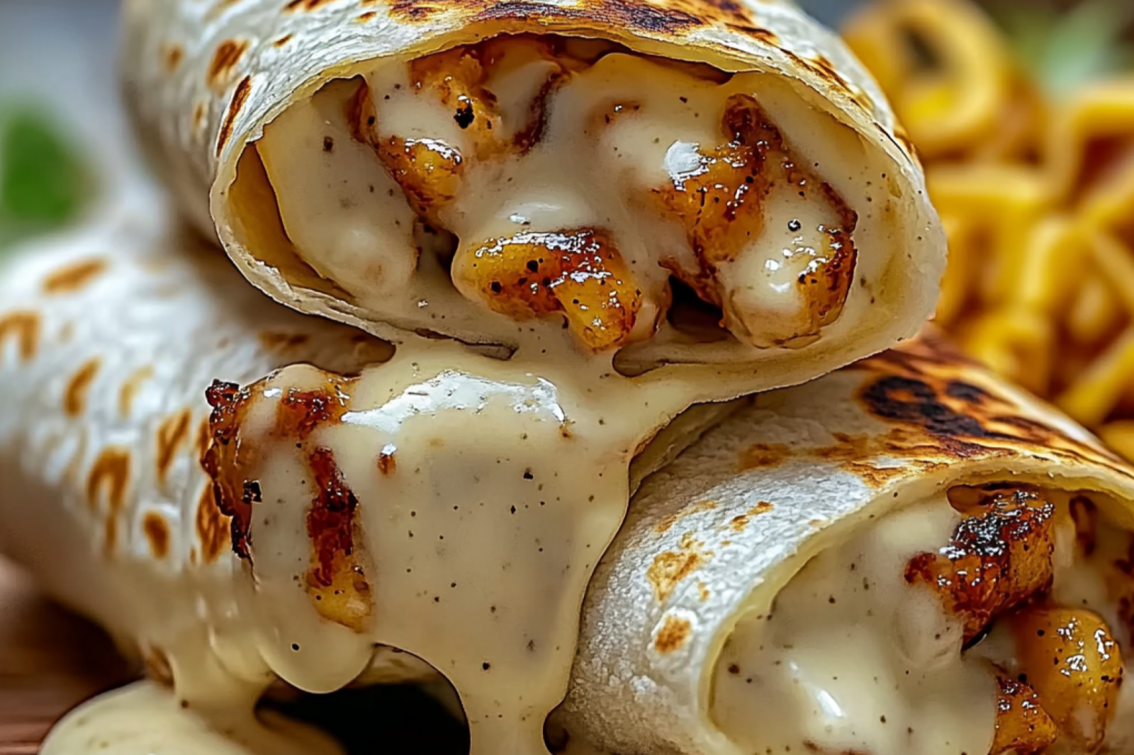 Cheesy Garlic Chicken Wraps