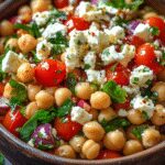 Mediterranean chickpea salad with feta and herbs 3 Mediterranean Chickpea Salad with Feta and Herbs