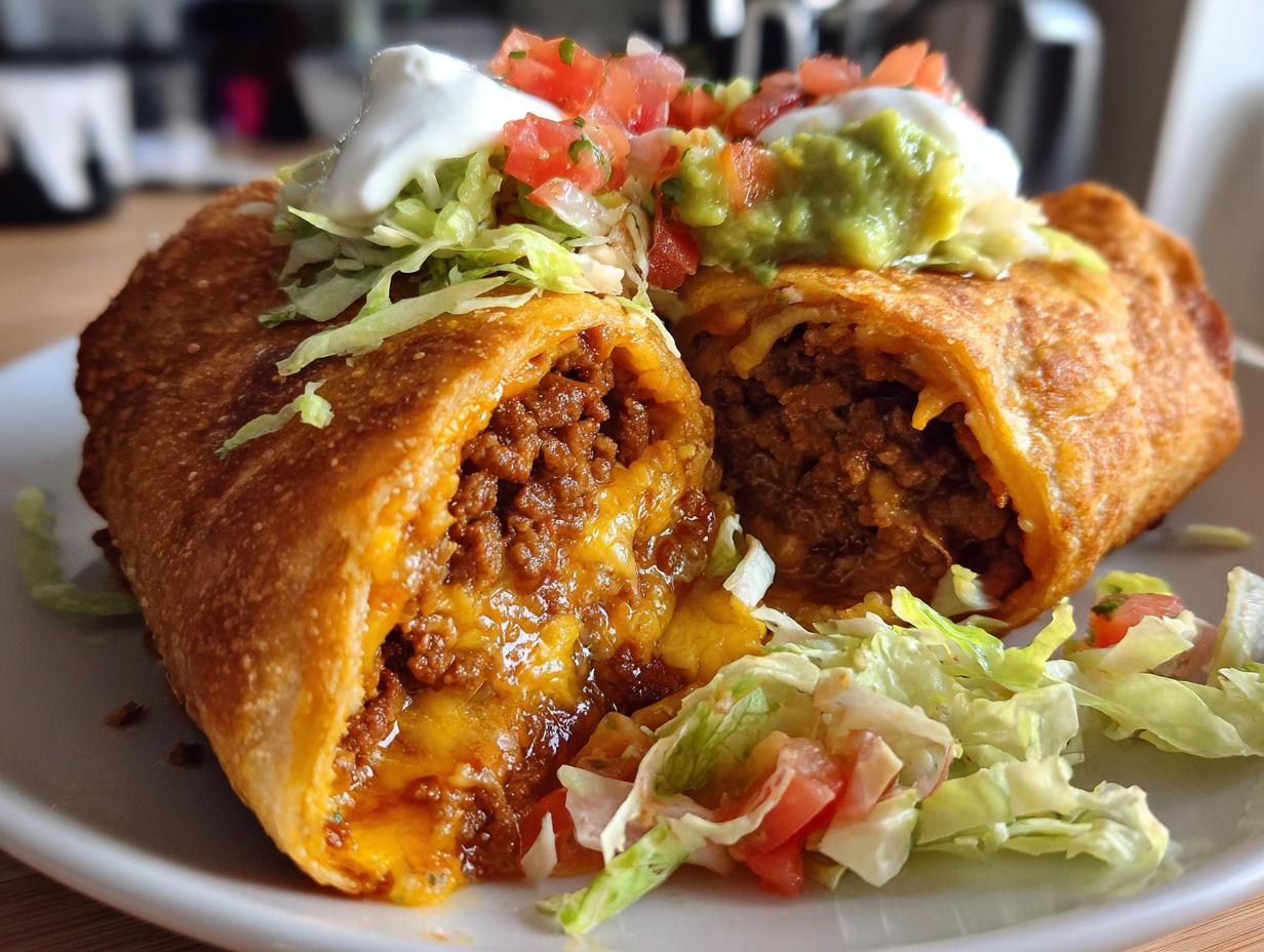 Cheesy Beef Chimichangas