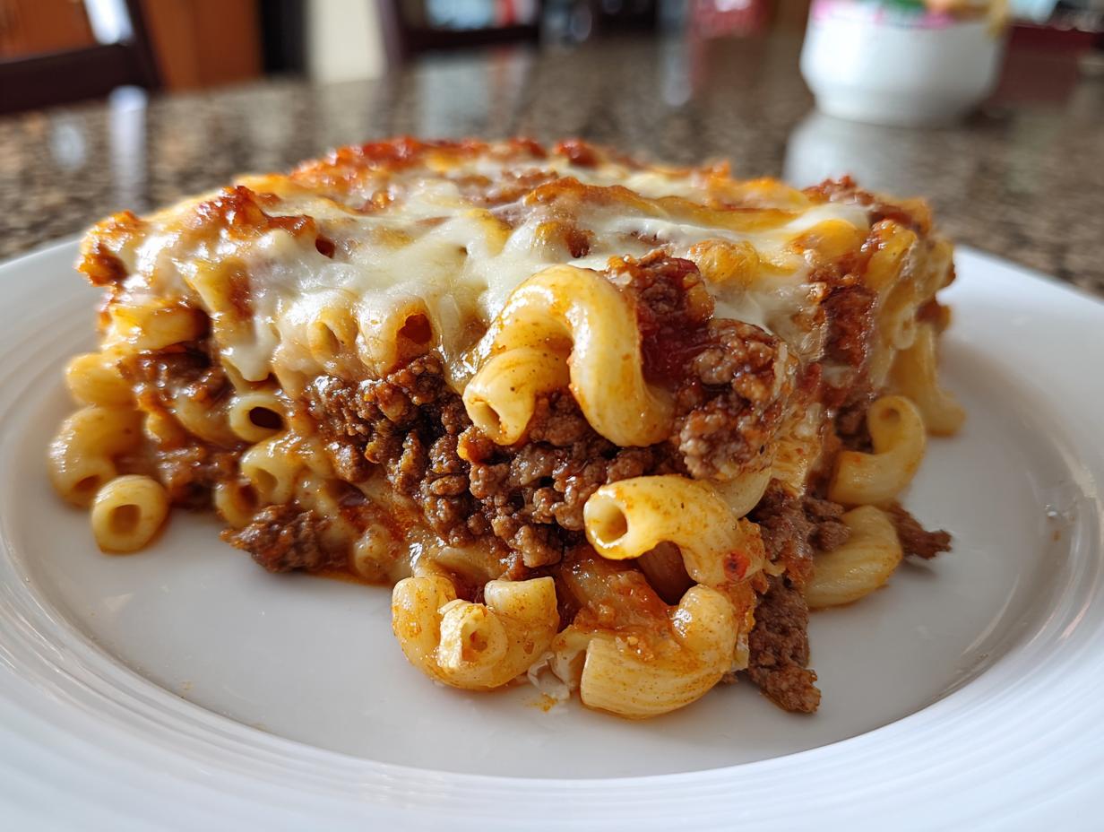Disgustingly Delicious Cheesy Hamburger Casserole: Cook it!
