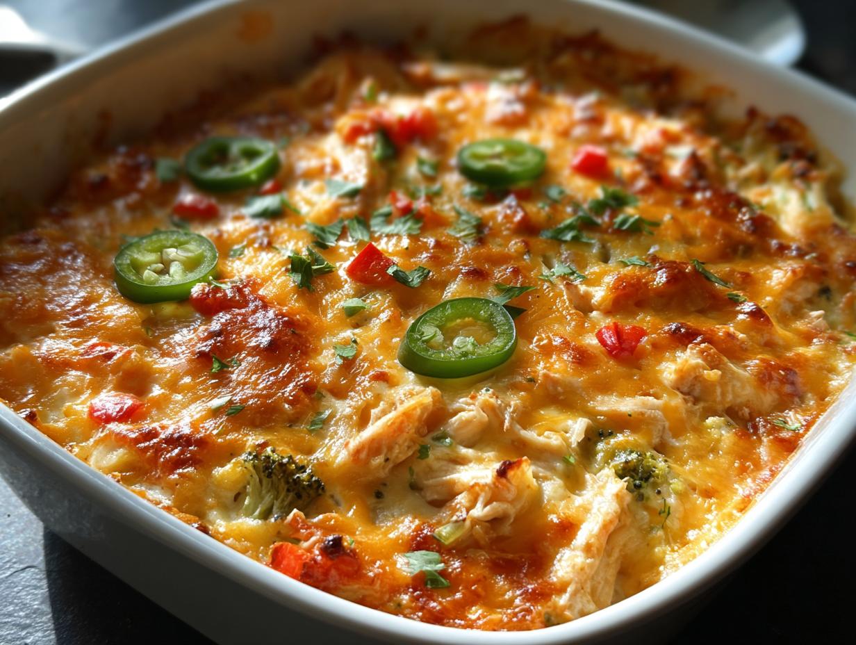 Jalapeno Buffalo Chicken Casserole: 1 Flavor Punch 2 Jalapeno Buffalo Chicken Casserole ingredients laid out