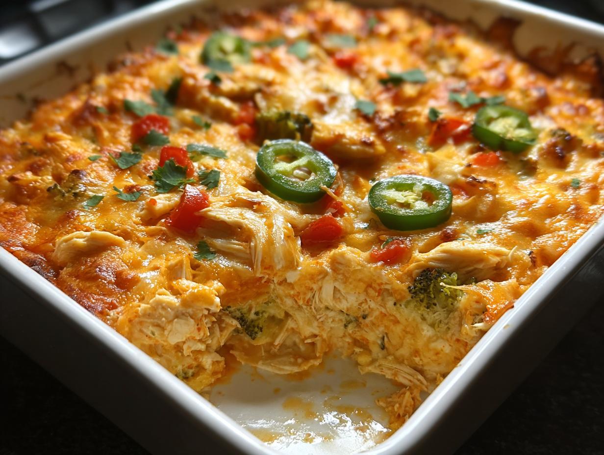 Jalapeno Buffalo Chicken Casserole: 1 Flavor Punch 1 Jalapeno Buffalo Chicken Casserole
