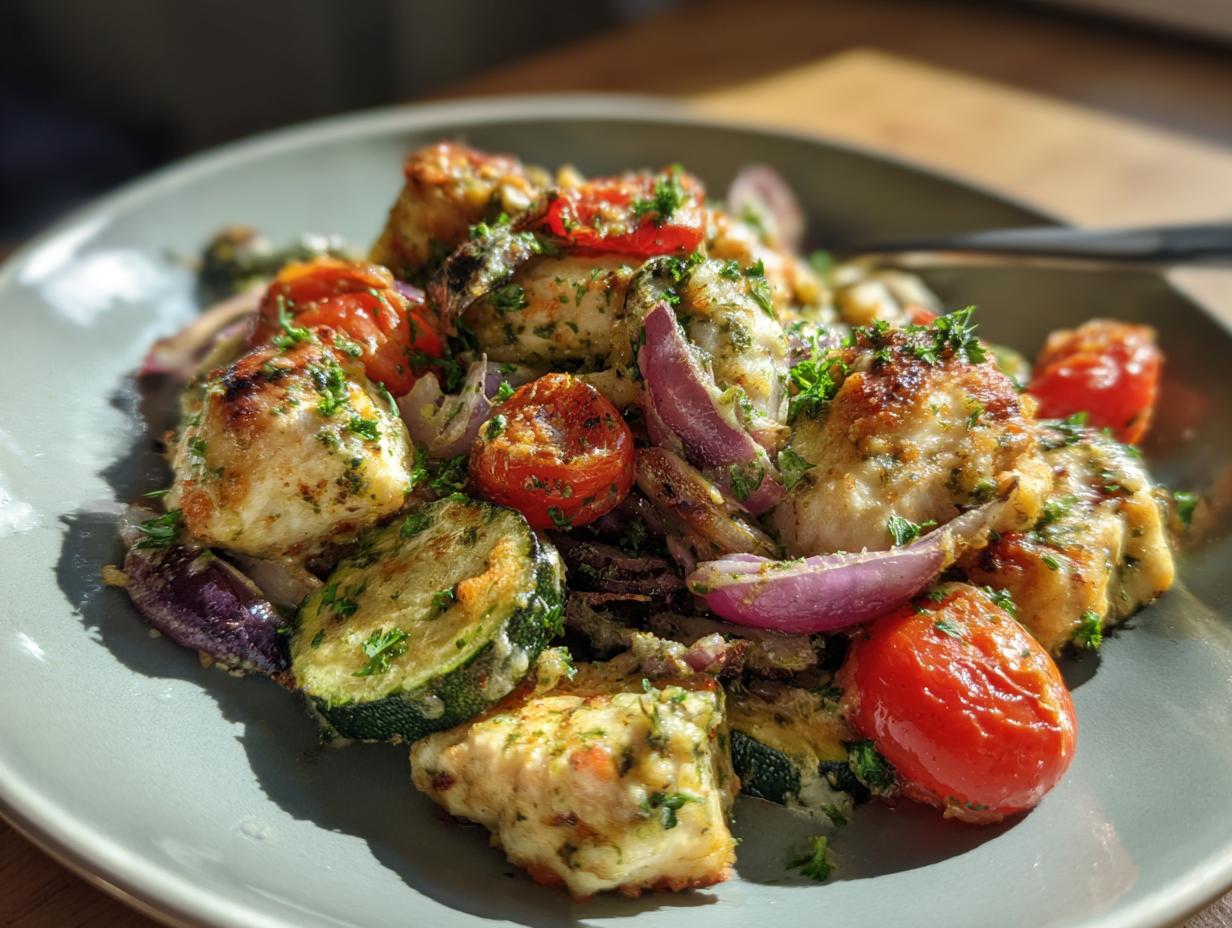Mediterranean Chicken Zucchini Bake
