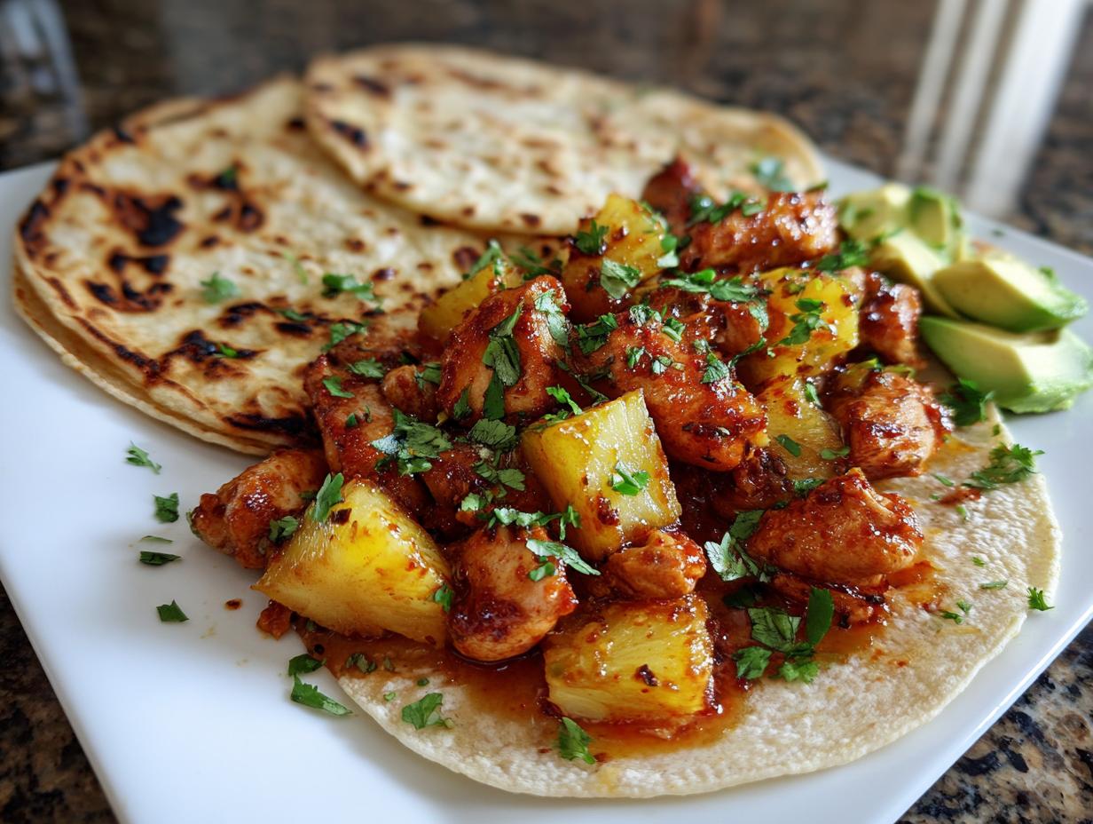 One Pan Chicken and Pineapple Tacos