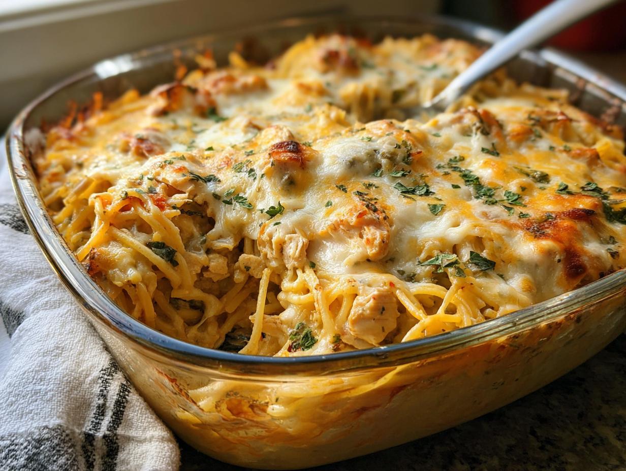 Chicken Spaghetti Casserole: Easy 30-Min Comfort