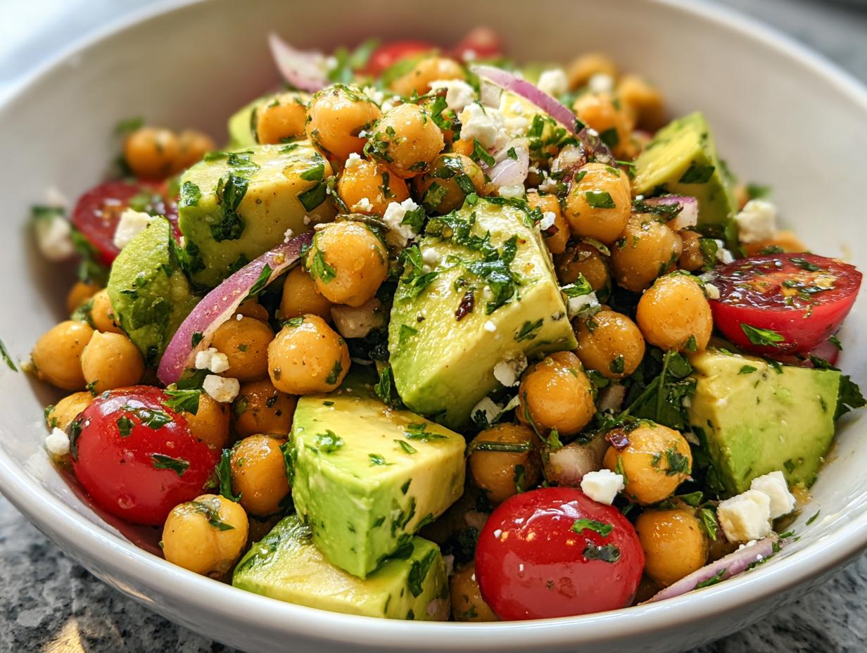 Chickpea Feta Avocado Salad: 10-Min Amazing Lunch