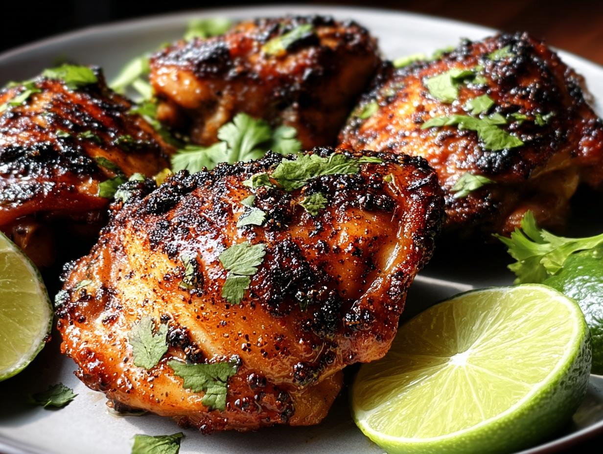 Crispy Cilantro Lime Chicken thighs marinating in a bowl