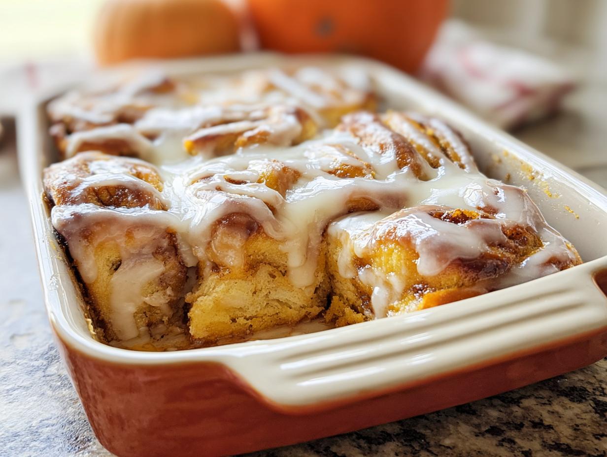 Pumpkin Cinnamon Roll Casserole Bliss - Pumpkin Cinnamon Roll Casserole - main visual representation