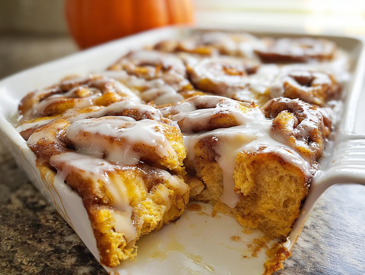 Pumpkin Cinnamon Roll Casserole Bliss
