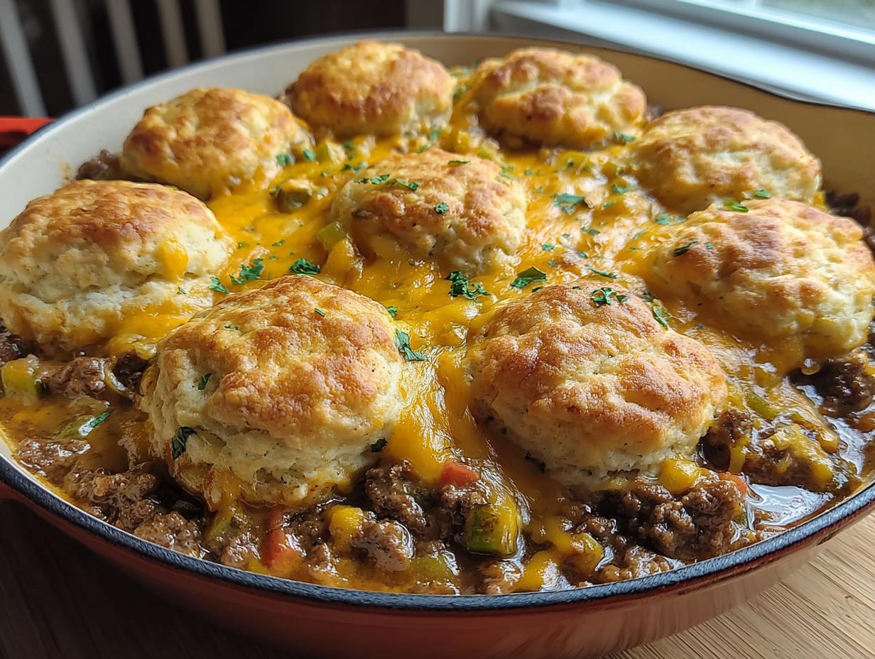Amazing Cheddar Bay Hamburger Casserole