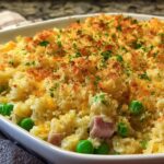 Cheesy Ham Pea Casserole