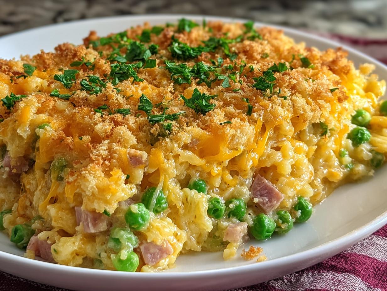 Impressive Cheesy Ham Pea Casserole Delight - Cheesy Ham Pea Casserole - additional detail