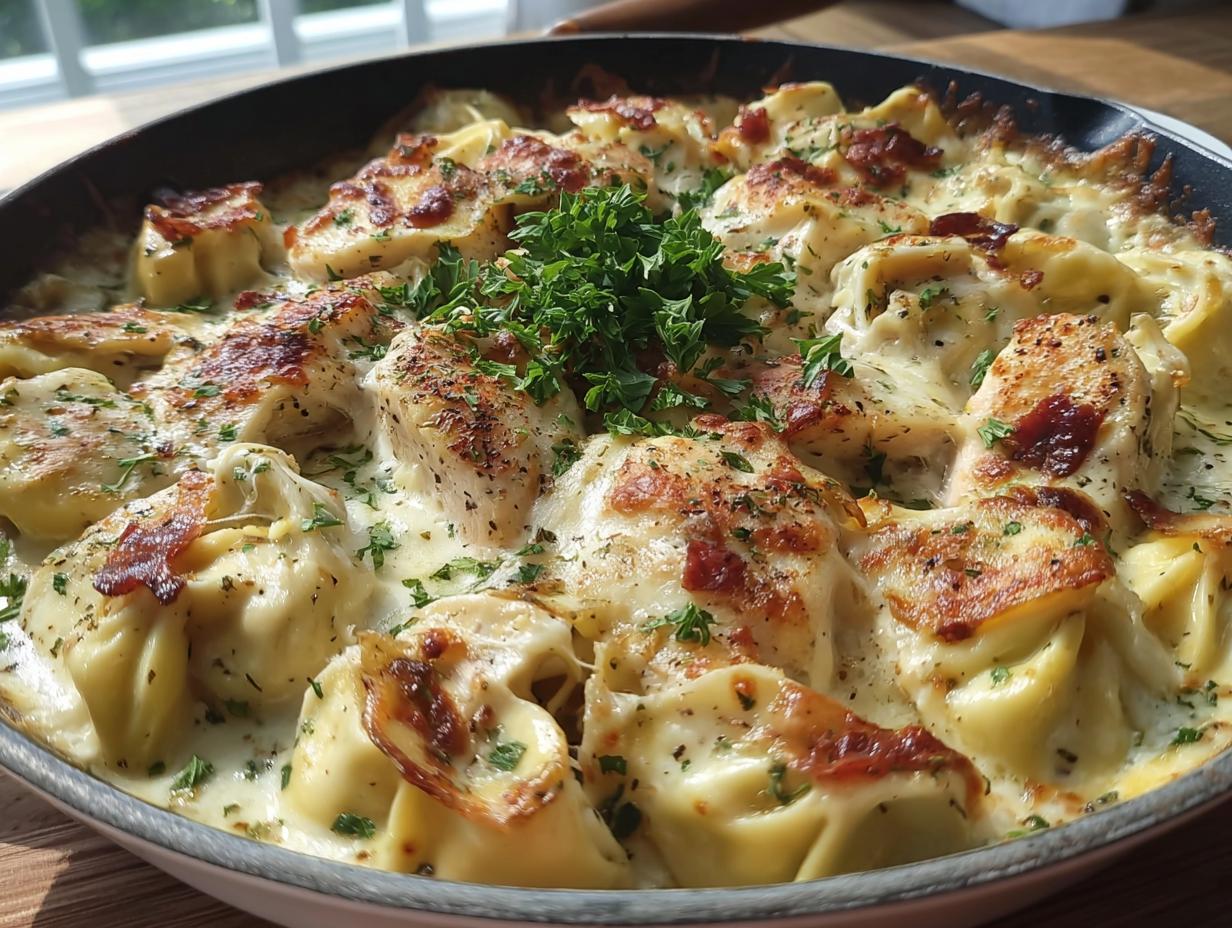 Chicken Alfredo Tortellini Bake: Ultimate Comfort 3 Chicken Alfredo Tortellini Bake: Supreme Comfort - Chicken Alfredo Tortellini Bake - additional detail