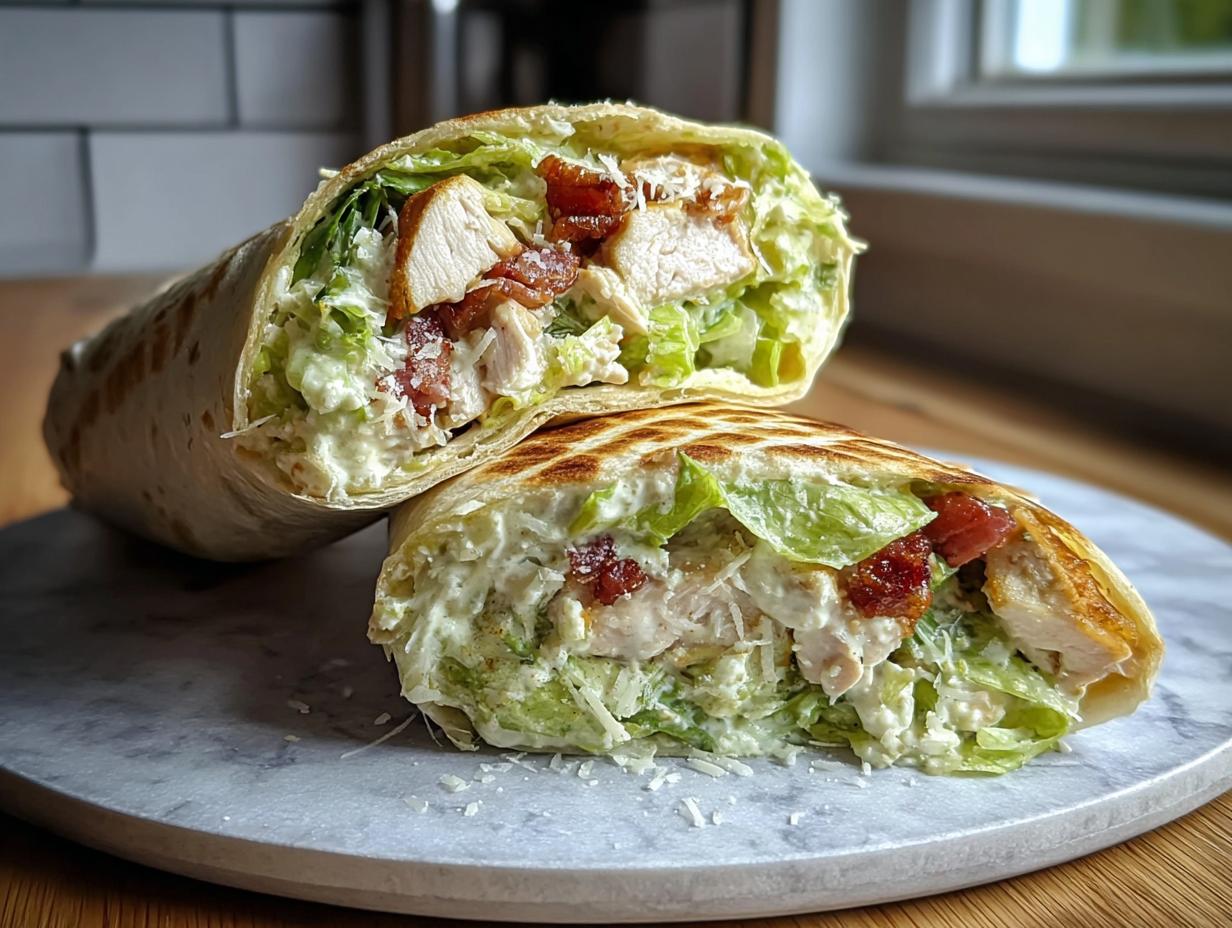 Chopped Chicken Caesar Salad - assembled wrap