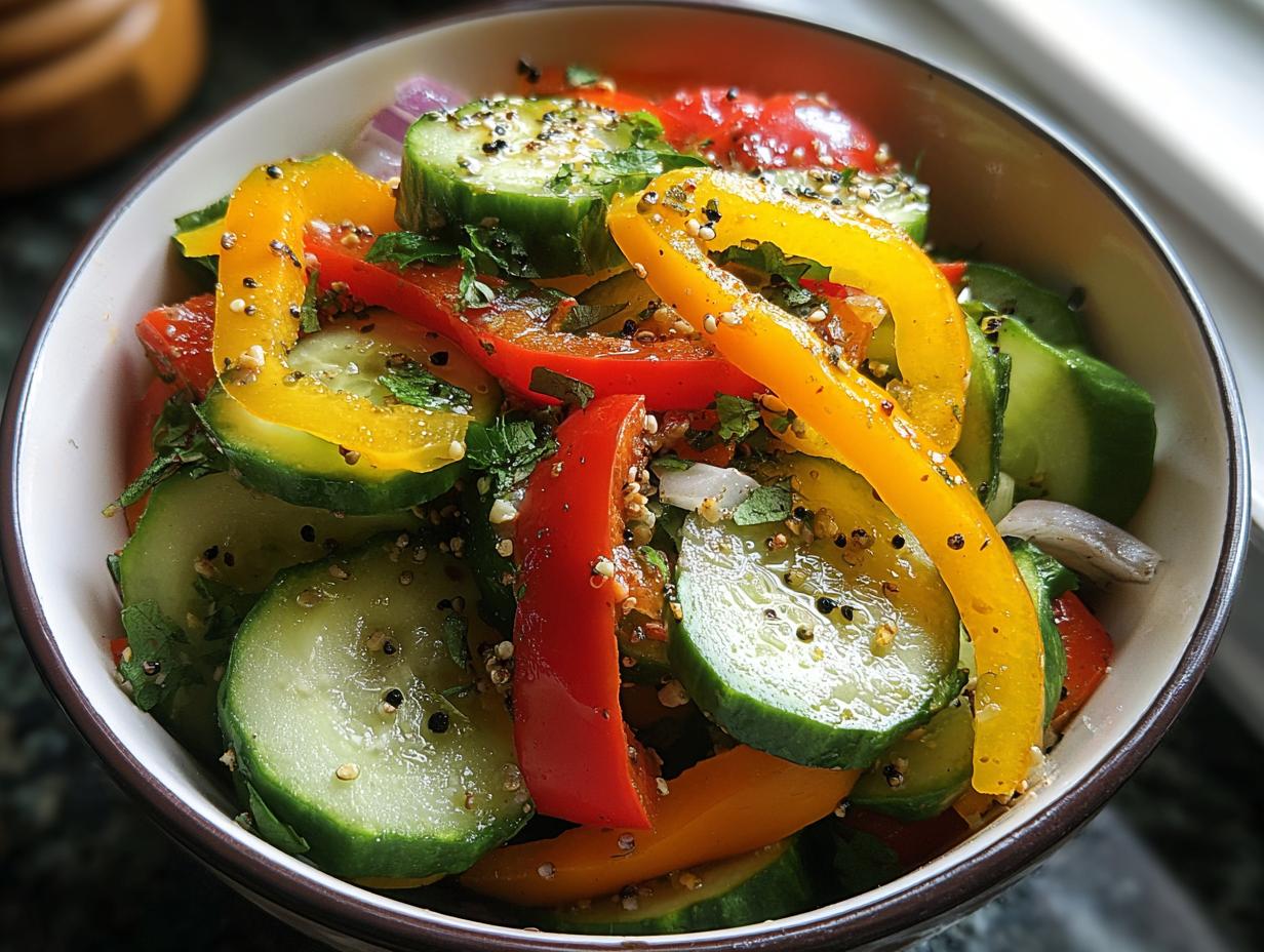 Cucumber Sweet Pepper Salad: 1 Amazing Recipe 2 Cucumber Sweet Pepper Salad: 1 Remarkable Recipe - Cucumber Sweet Pepper Salad - additional detail