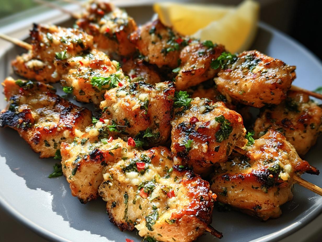 Juicy Garlic Parmesan Chicken Skewers recipe