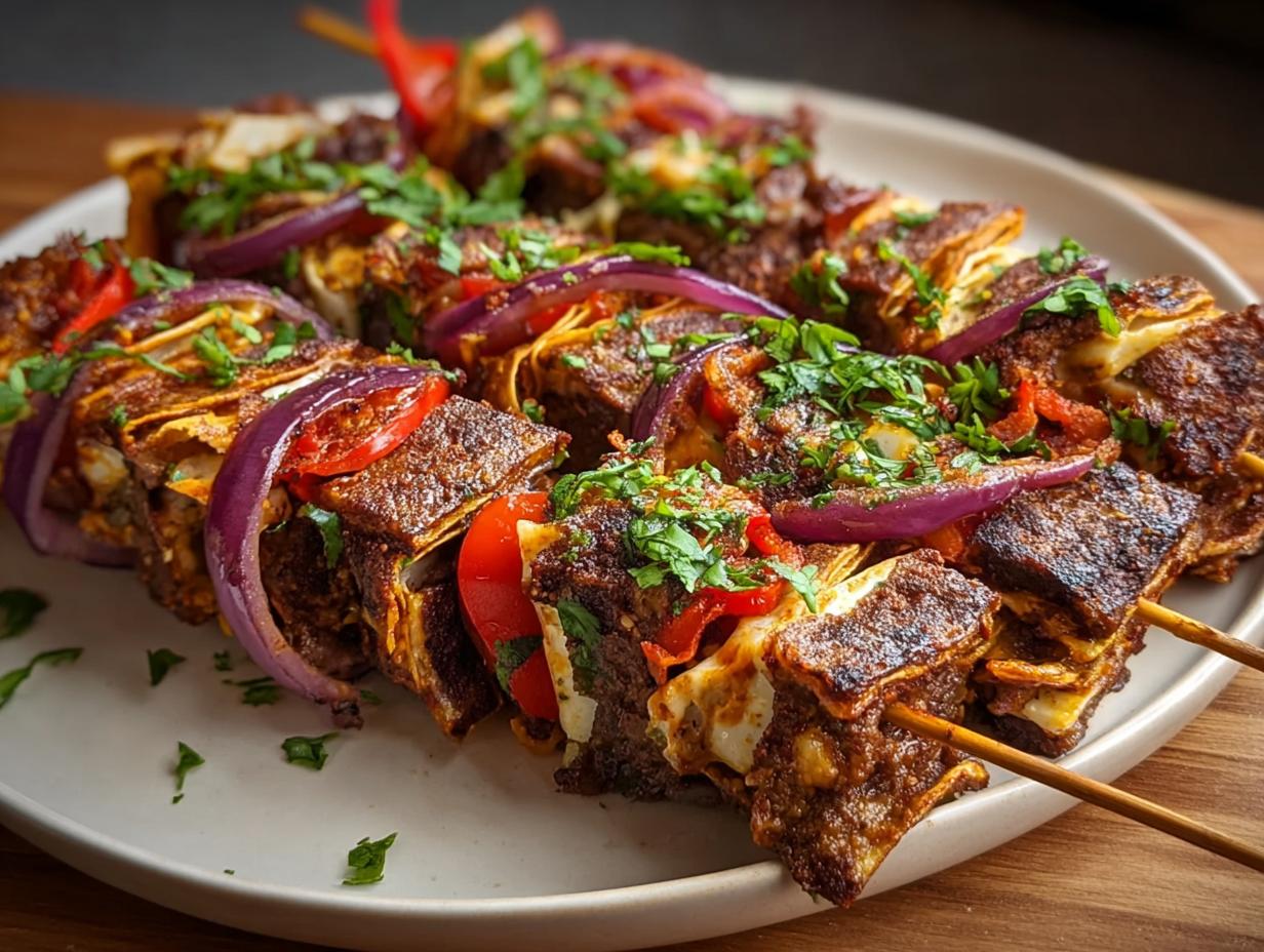 Striking Layered Tortilla Kebab Skewers 6 ways - Layered Tortilla Kebab Skewers - additional detail