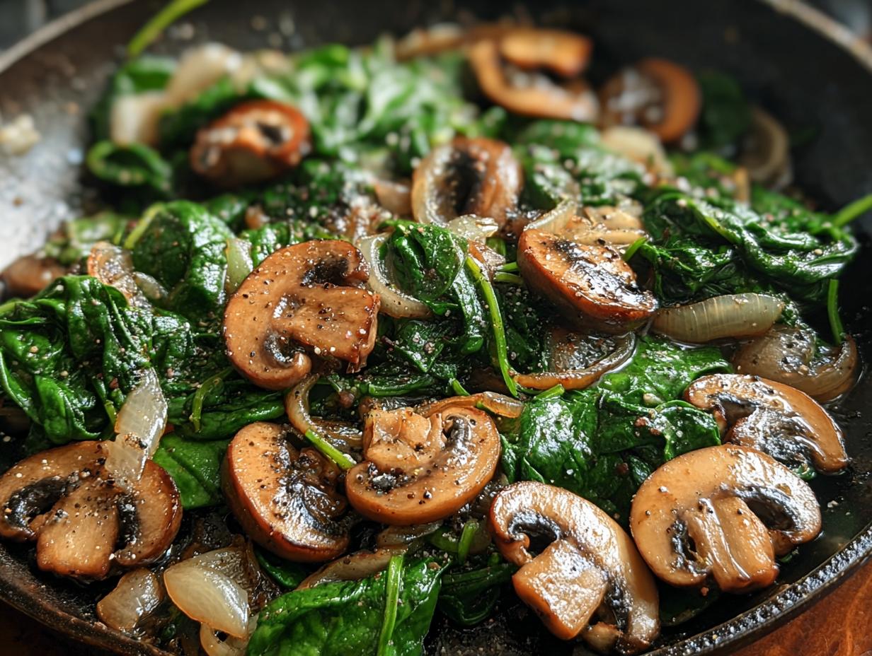 Sauteed Spinach Mushrooms Onions: 1 Delicious Side - Sauteed Spinach Mushrooms Onions - additional detail