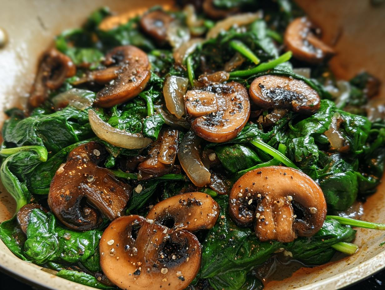 Sauteed Spinach Mushrooms Onions: 1 Delicious Side
