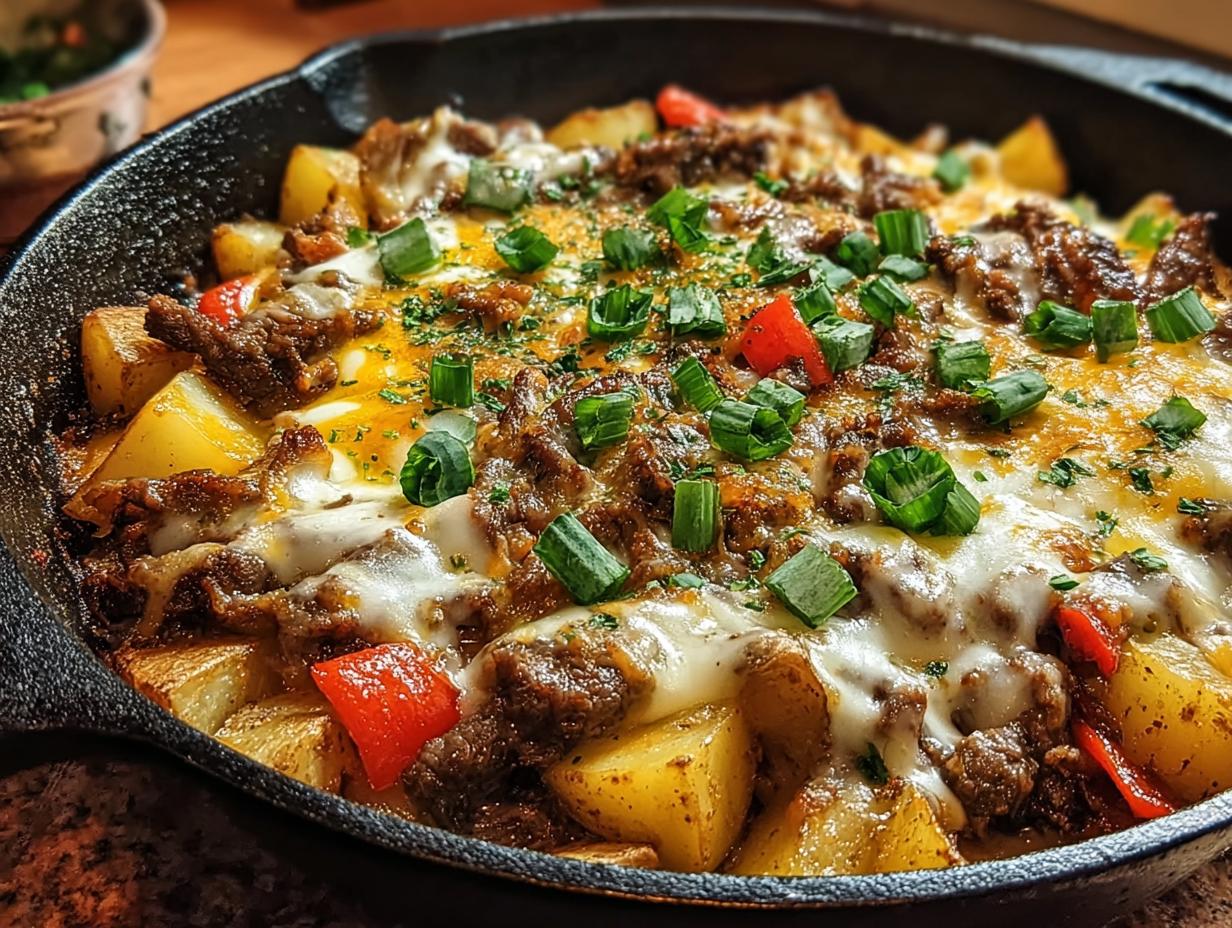 Sizzling Cheesesteak Potato Skillet: 1 Must-Try