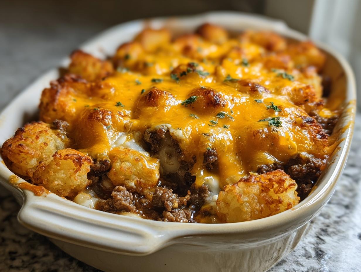 Tater Tot Casserole Ground: 10-Min Prep - Tater Tot Casserole Ground - final dish