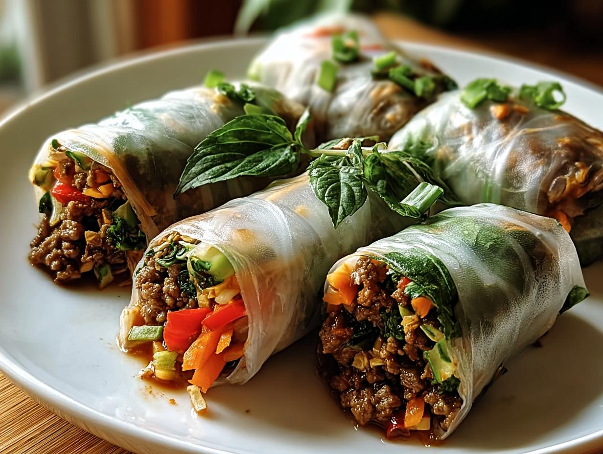 Thai Basil Beef Rolls: 8 Easy Savory Bites