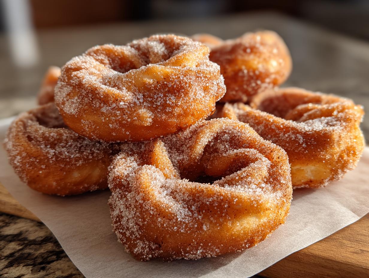 Twisted Cinnamon Sugar Donuts - donuts coated in cinnamon sugar